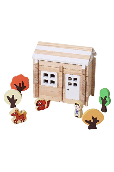 Krista Set de construcție din lemn Căsuță în pădure, 75 de piese
