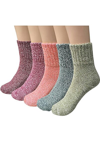 zola Set of 5 pairs of women's socks, Zola, knitted, for winter, size 36-39, multicolor