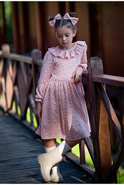 JBK فستان أطفال من الموسلين بأكمام طويلة من ديليك مع مشبك