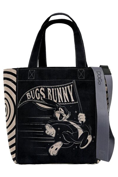 Dogo Women's vegan black large tote bag - warner bros what's up, bag! Design