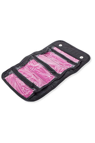 zola Travel organizer, for cosmetics, 3 zippered pockets, black-pink