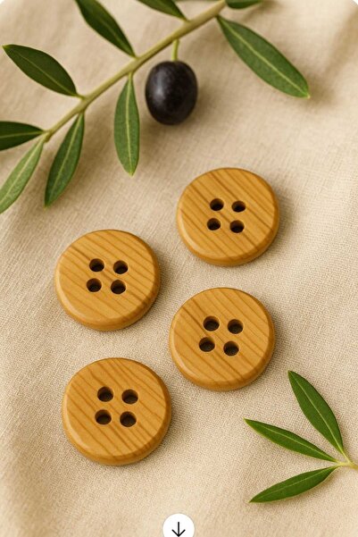 Tasarım Wooden Button Olive Wood 1.5 cm Diameter 20 Pieces.