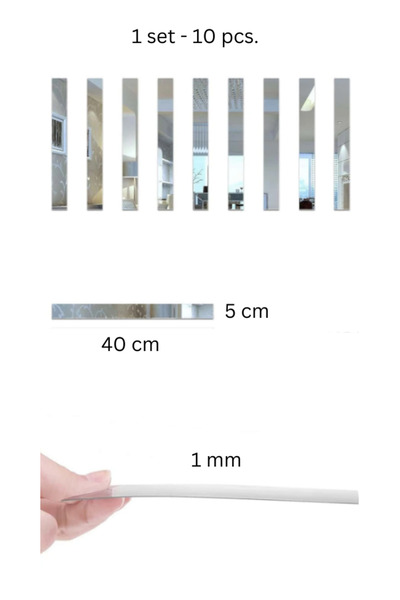 OBRO Set de 10 autocolante decorative cu aspect de oglindă – benzi reflectori...