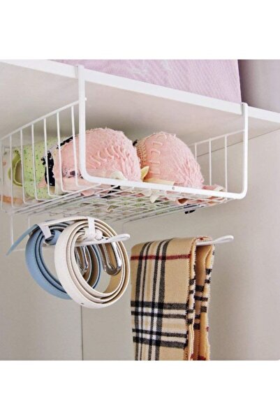 HALAMODO White Under Shelf Storage Basket 8x11x10inch