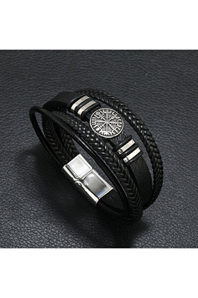 Choice 21CM 1 Fashion Trendy Men Leather Bracelets Fashion All-match Multi-la...