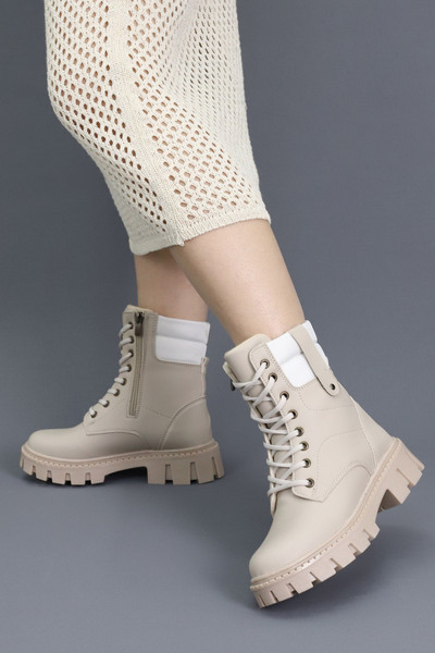 Emax Kadın Bağcıklı Fermuarlı Tokalı Kalın Taban Postal Bot Kışlık Su Geçirme...