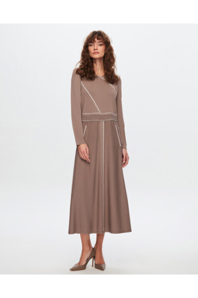 MISS DALIDA T24Y-4021 Bel Kısmı Bekletme Detaylı Elbise 002-MİNK