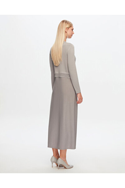 MISS DALIDA T24Y-4021 Bel Kısmı Bekletme Detaylı Elbise 1381-DARK GREY