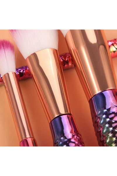 zola Set of 10 makeup brushes with case, various shapes, fishtail shape, multicoloured