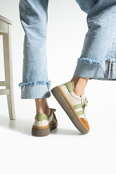 Getcho Doak Women's Genuine Suede Leather Beige Sports Shoes