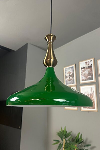 Bamyum Champion Yeşil Eskitme Vezir Başlık Tekli Avize Sarkıt Salon Mutfak Butik Aydınlatma Avizeler