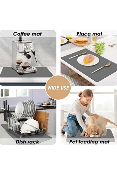 PUFO Dish drying mat-absorbent and non-slip support for plates and glasses, ideal for kitchen countertops