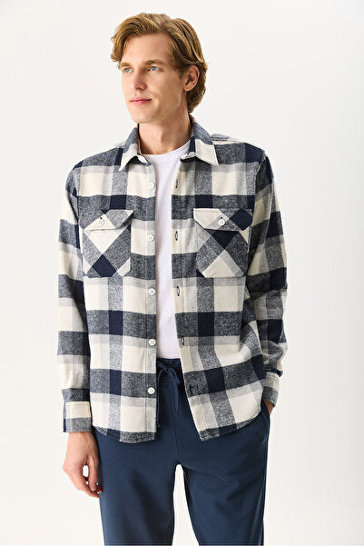 VENA Ανδρικό καρό πουκάμισο Regular Fit - Μπλε ναυτικό