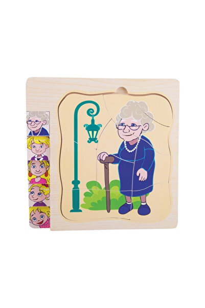 Krista Puzzle din lemn cu 5 straturi, Etape ale vieții de la fetiță la bunica ei