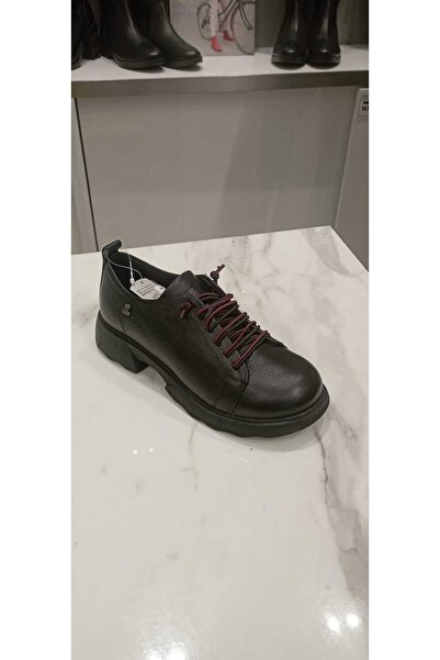 Venüs 3801 Genuine Leather Lace-Up Thick Heeled Orthopedic Shoes