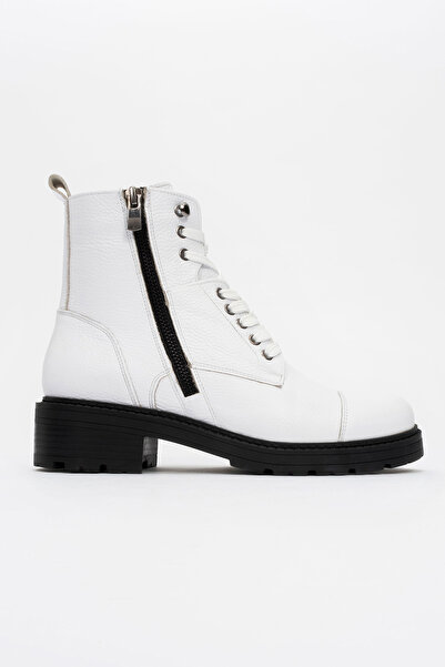 Ataköy Ayakkabı KADIN DERİ KALIN TABAN BOT BEYAZ FLOTER