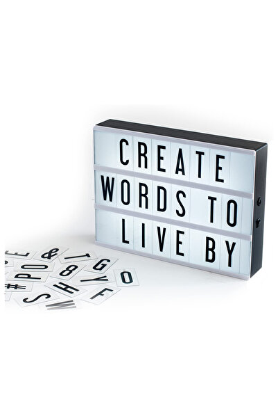 zola Luminous lamp, for indoor use, contains a set of 90 letters and special characters, 30x22x4.5 cm