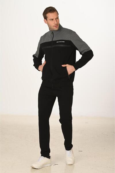 Marco Ferry Plus Size Cotton Men's Tracksuit Set Black 5279B-S