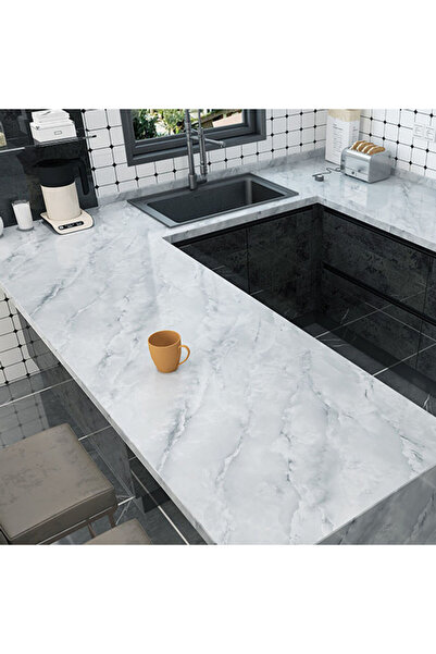 HALAMODO Grey Waterproof Self-Adhesive Kitchen Countertop Wallpaper 60x200cm