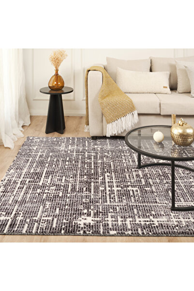 Kaşmir Halı 7/24 İskandinav Sten Antrasit Salon Mutfak Halısı Yolluk