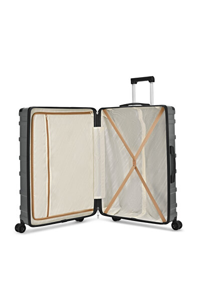 Vip Cyprus 8 Wheel Hard-Shell Luggage, Grey ,Durable Design with TSA Lock, Lightweight (Large Size)