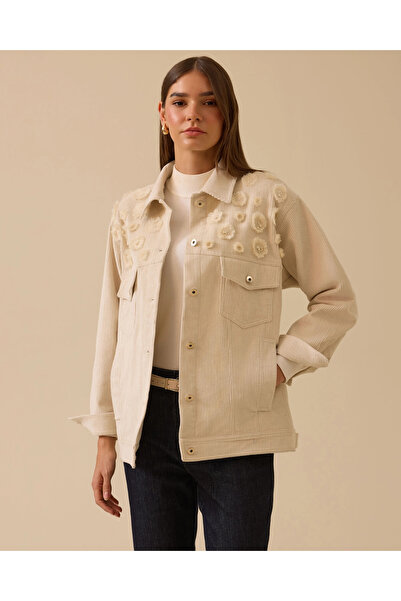 SEÇİL Bead Detailed Velvet Jacket with Pockets