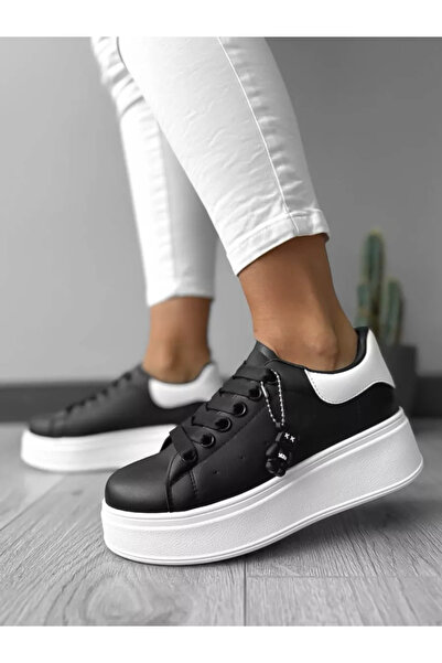 dehaine Women's high-top sneakers, black with white sole, B1025