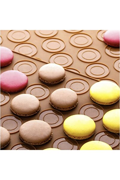 zola Formă de silicon pentru macarons, 30 de cavități rotunde, dimensiuni 27,5 cm și 24,5 cm, maro