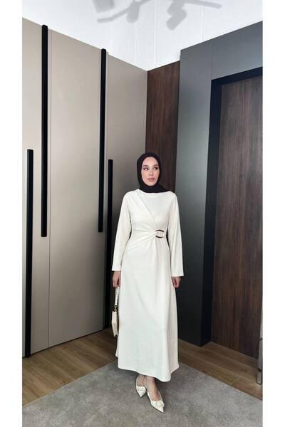 Aryen Önden Bağlamalı Fitilli Triko Elbise