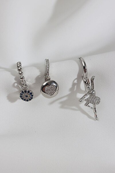 LA PERRY ACCESSORIES 3 قطع من أقراط راقصة الباليه الفضية