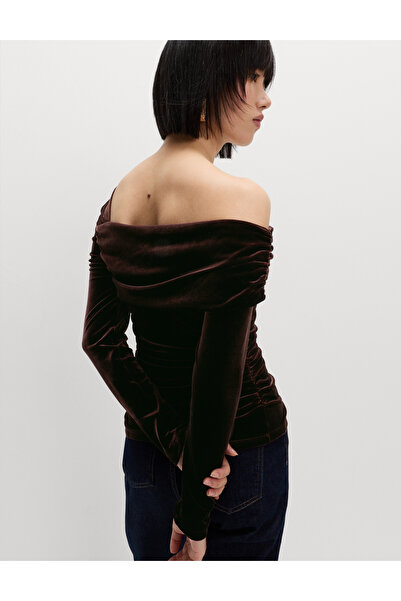 Marks & Spencer Asimetrik Yaka Kadife Bluz