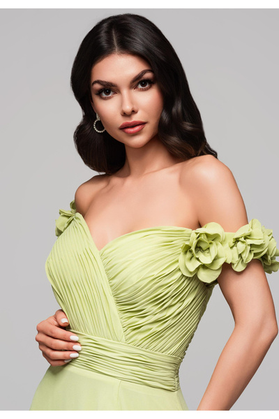 OMBRE Večerní šaty LA-OM-DLR141 - limetka