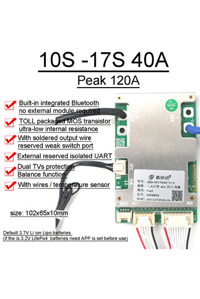 Choice1 لوحة حماية بطارية ليثيوم 10S-17S بقدرة 40 أمبير وذروة 120 أمبير، مزود...