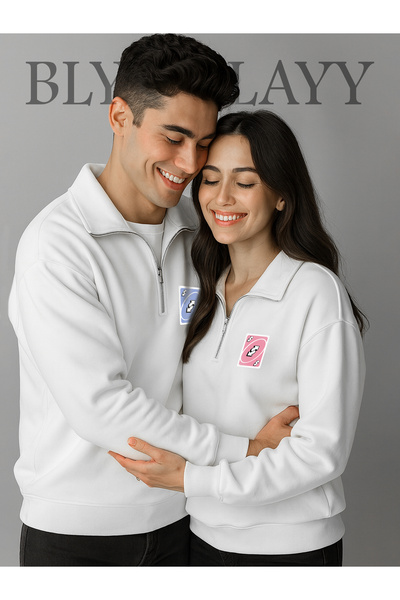 BLYDE LAYY Playing Cards Printed Sweatshirt Couple Combination