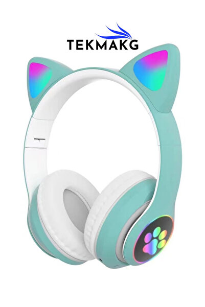 TEKMAKG STN-28 Kedi Kulaklı Kulaklık Kablosuz Bluetooth 5.0 Led Işıklı Çocuk ...