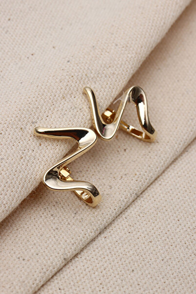 LA PERRY ACCESSORIES أقراط ذهبية اللون بتصميم زيك زاك عتيق