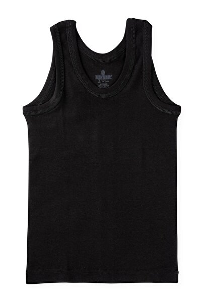 BAYKAR Boy's Oval Neck Organic Cotton Undershirt 2-Pack Black