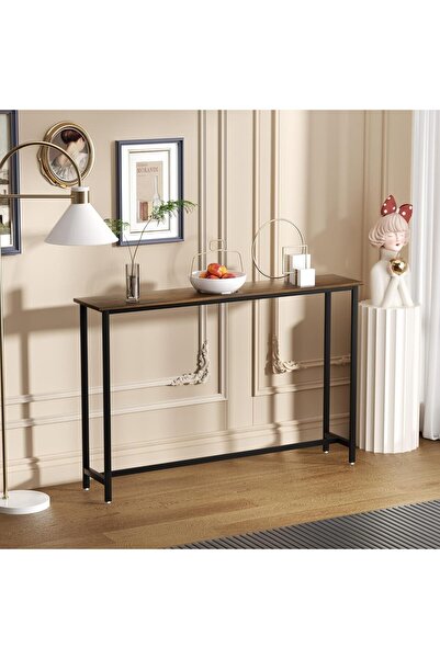 Gogoya Compact Console Desk, 1.4m Entrance Desk, Suitable for Living Room, Corridor Small SpaceBrown