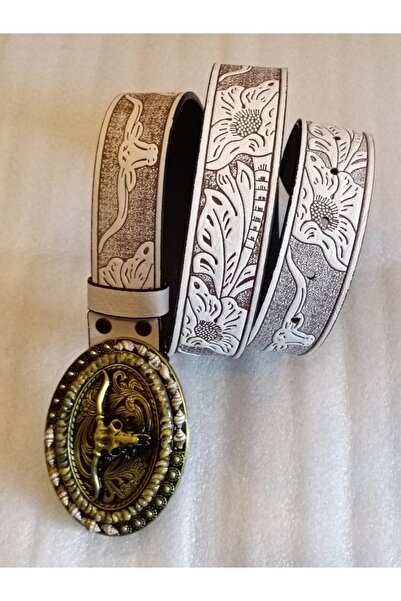 Butik Tülin حزام بحزام مشبك رعاة البقر من الجلد الصناعي الأصلي للجنسين، مطبوع...