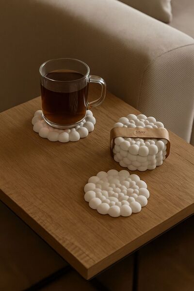 Sisay Home 4lü Bubble Bardak Altlığı-Dekoratif Takım