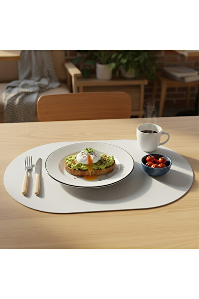 Grand Fine Art 6-Person 12-Piece White Full Oval Leather American Table Placemat 33X44 cm - Easy to Clean Placemat