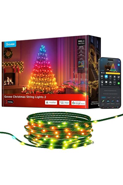 Govee Christmas Lights 2 RGBWIC 99FT 300 LEDs Smart String Lights (Green Wire)