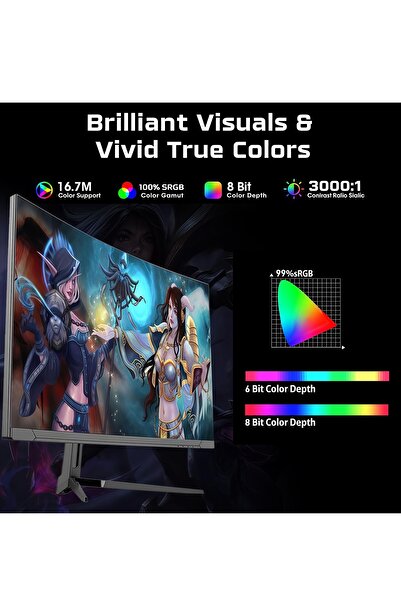 FlashHawk 27-inch Curved Gaming Monitor - QHD 2560x1440,180Hz Refresh Rate, 1ms Response,Built-in 3W Speakers