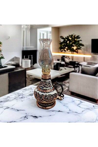 Bakır Center Bakır Gaz Lambası 26*10 CM Orta Boy Gece Lambası Tamamen El İşle...