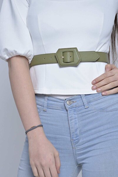 Nichii حزام جلدي رفيع ذو مشبك عريض