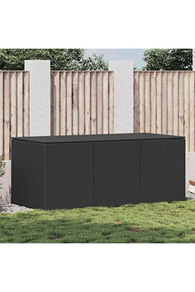vidaxl Garden Storage Box Poly Rattan 180x90x70 cm Black
