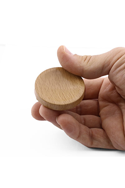 Badem10 Single Screw (10 Pieces) Concave Plastic Knob Handle Natural Oak Color Furniture Cabinet Drawer Handle Knob