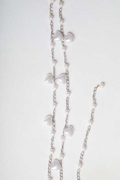 mica Heart-Shaped Pearl-Decorated Belt