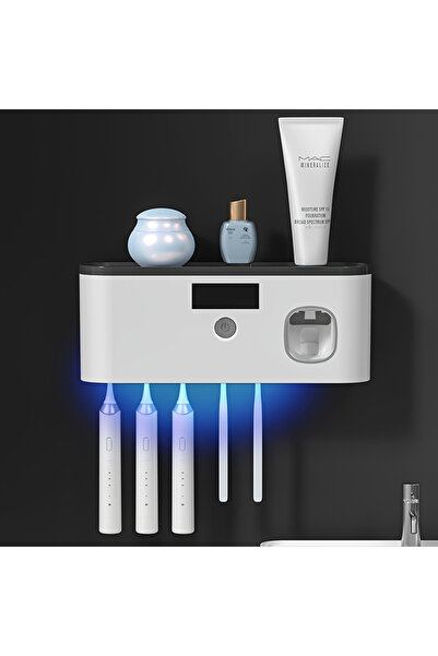 istanbulay حامل فرشاة أسنان لاسلكي قابل لإعادة الشحن ومثبت على الحائط مع معقم...