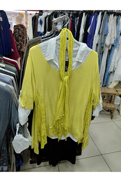 Tuana Otantik Casual Knitwear Set with Built-In Shirt and Lace Detail